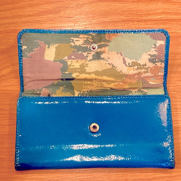 Anthropologie Miss Albright Turquoise Patent Leather Wallet - Picture 5 of 6